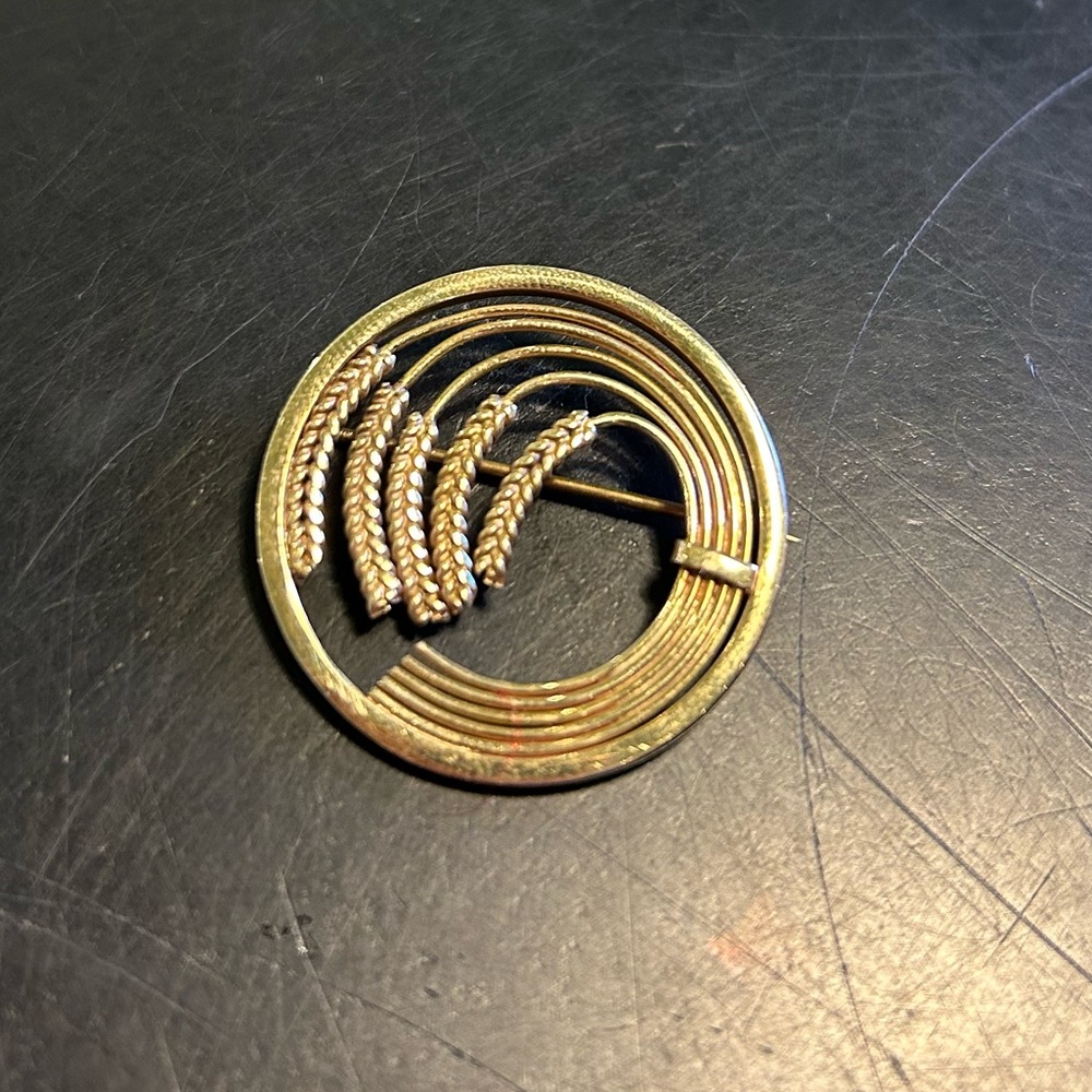Georg Jensen 14K Gold Wheat Stocks Pin Vintage